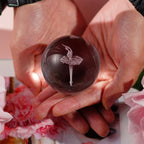HDCRYSTALGIFTS 3D Laser Engraved Ballerina Dancing Crystal Ball Paperweight Elegant Ballet Dancer Girl Figurine Glass Sphere Home Art Decor (60mm,2.4inch)