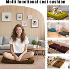 Meditation Floor Pillow Set of 2 Square Large Seat Pillows for Adults Tufted Corduroy Floor Cushion for Tatami Living Room Bedroom Yellow 22x22 Inch