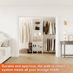 117 inch Large Wall-Mounted Closet Organizer with 5 Storage Shelves and 3 Hanging Rods – Open Wardrobe System-White