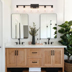 6-Light Bathroom Vanity Light Black Vanity Lights for Bathroom Light Fixtures Matte Black 6 Light Fixtures with Clear Glass Shades for Bath Over Mirror