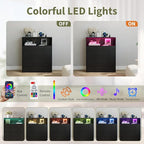 GarveeLife Small Dresser with 3 Drawers, Wood Dresser with Charging Station and LED Lights for Bedroom Closet Bedside, Modern Wooden Chest of Drawers for Living Room, Hallway