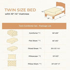 Sasttie Twin Comforter Set, 5-Piece Bed in a Bag, Pintuck Bedding Sets for All Season, Includes Comforter, Flat Sheet, Fitted Sheet, Pillowcase and Pillowsham, Beige