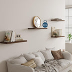Wall Shelf Set of 2, Walnut Floating Shelves 36 in W x 10 in D x 1 in H, Wooden Floating Wall Shelf with Invisible Brackets for Living Room/Bedroom/Bathroom/Kitchen Storage and Decor