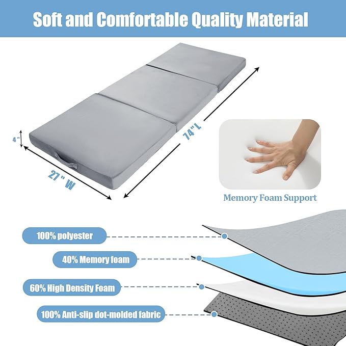 BALAPET Floor Lounger Pillow,Foldable Soft Memory Foam Floor Pillow Portable 3-Piece Folding Pillow with Handle,Suit for Meditation,Playing,Yoga,Reading,Sleeping(Light Gray)
