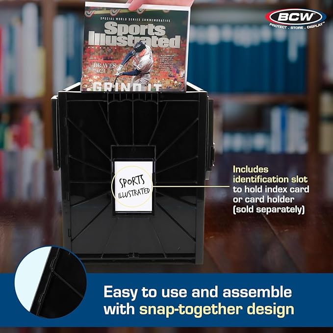 BCW Magazine Document & Comic Book Storage Bins | Durable Magazine Bin | Magazine Storage Box for Sorting and Organizing | Heavy Duty & Stackable Plastic - Fits all Comics (5 Pack)