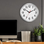 Wall Clock Modern 10 Inch Battery Operated Silent Non Ticking Analog Clock Decorative for Bedroom Kitchen Bathroom Office Home Living Room (Silver)