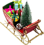 Berfutall-Red Santa Sleigh Christmas Decor for Table Top Holiday Home Decorations Decoration with Rustic Charm (G)