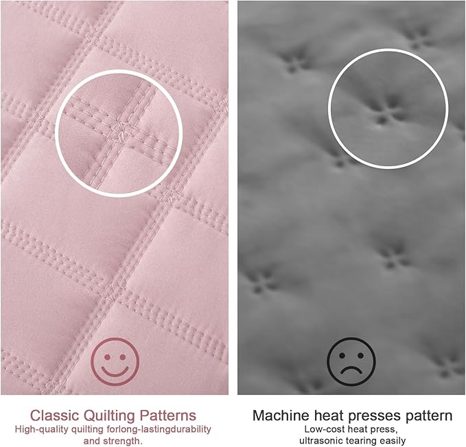 KASENTEX Twin Quilt Set 68"x86" – Soft Washed 3-Layer Lightweight Bedspread, Minimalist Nordic Design, All-Season Spring & Summer Quilt Set (1 Quilt + 2 Pillow Shams), Blush Pink