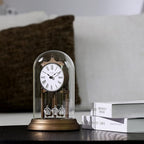9" Genevieve Mantel Clock with Revolving Pendulum, Modern Anniversary Clock Rotating Pendulum, Wedding Gifts, Desk & Shelf Clock, Roman Numerals,Bronze Finish