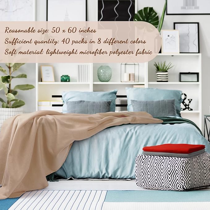 24 Packs Fleece Throw Blanket Soft Warm Lightweight Fleece Blanket Cozy Throw Bulk for Bed Couch Sofa Home Office Wedding Gifts Suitable for Seasons, 50 x 60 Inches(Morden Color)
