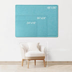 Bulletin Board, 36 x 24 inches Felt Board - Decorative Pin Board, Cork Board Alternative for Wall, 3' x 2' Foldable Picture Board Self-Adhesive Vision Board with 20 Pushpins - Turquoise Blue