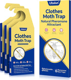 Clothes Moth Traps with Powerful Pheromones, Natural & Odor-Free Sticky Moth Traps for Clothes & Closets, Refillable 6-Pack