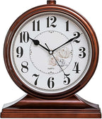 rnuie Desk Clock for Table Decor, Retro Mantel Clock Battery Operated for Fireplace Mantel, Living Room, Bedroom, Office, Desktop Decoration(Brown)