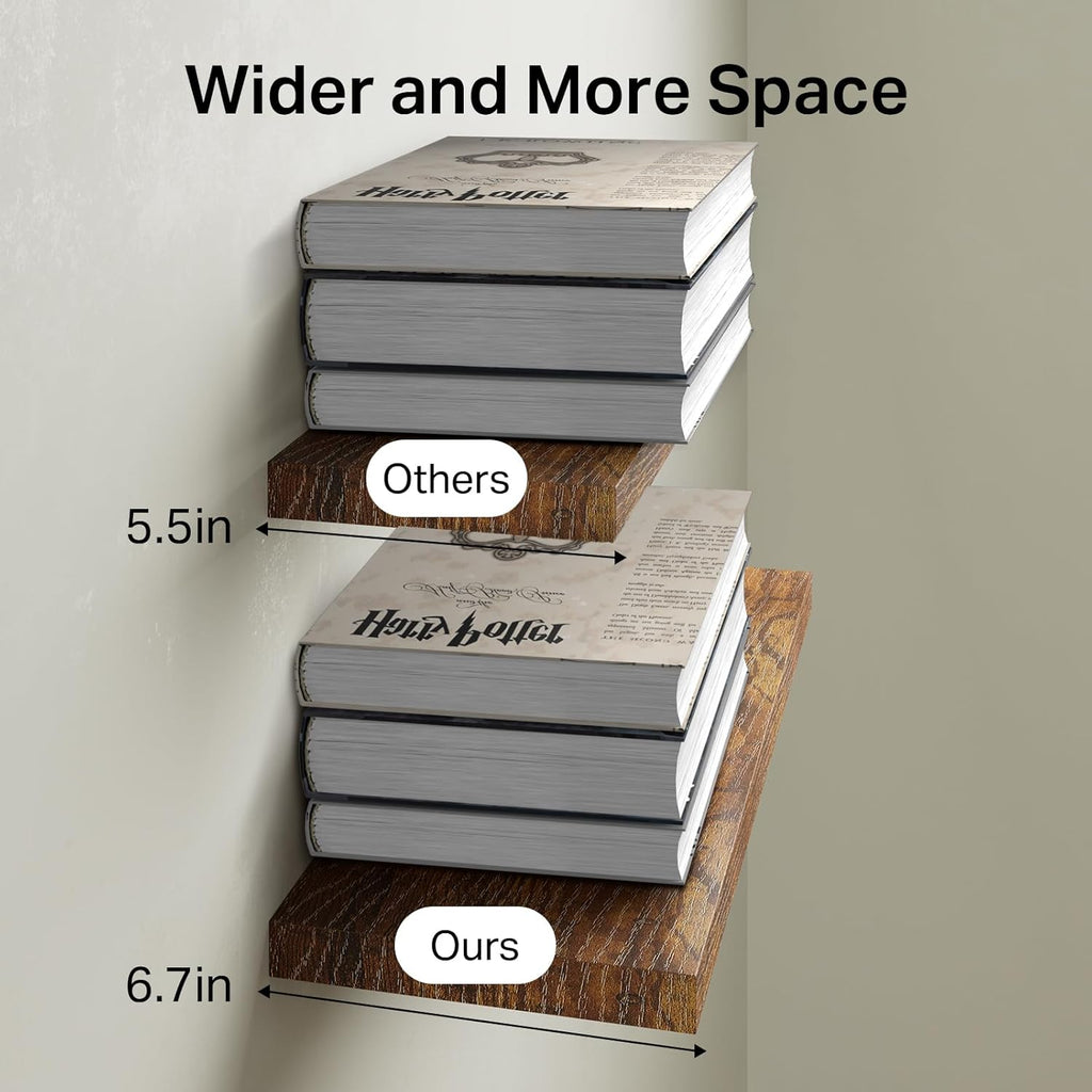 Rustic Wood Floating Shelves Set of 2 – 22.5" Wall Mounted Storage & Decor