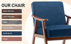 KEIKI Mid-Century Modern Accent Chair with Solid Wood Frame, Upholstered Lounge Chair with Extra-Thick Backrest for Living Room Bedroom Reading Nook
