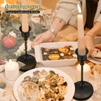 Black Candlestick Holders Taper Metal Candle Sticks Holder for Dining Table, Vintage Candelabra Tall Candle Stand for Tapered Candles, Decorative Centerpiece for Wedding Christmas Party Anniversary