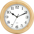 Kesin Wooden Analog Wall Clock, 11 inches Round Wall Clocks Battery Operated Silent Non-Ticking, Large Roman Numerals, Traditional Design for Kitchen Living Room Classroom Gym, Natural Grain