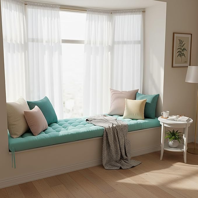 Long Floor Cushion Large Floor Cushion with Brushed Cotton 74.8 x 27.5 x 3.15 in Jumbo Lounger Pillow for Outdoor Indoor Bay Window Meditation Yoga Reading Sleeping(1 Pc,Cyan)