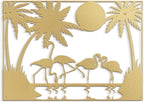 SIGNLEADER Metal Wall Art Moonlit Flamingos and Palm TreesDecor Modern Abstract Wall Sculpture Hangings Home Decoration for Living Room, Bedroom, Bathroom, Kitchen, Outdoor - 24" Gold