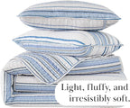 Southshore Fine Living, Inc. Oversized King Quilt Set, All Season Striped Blue Bedspread Set, 3-Piece Coastal Bedding, California/King Coverlet Sets with Shams, Soft Microfiber Quilt, Blue Stripes