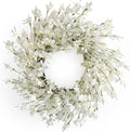Spring Wreath for Front Door, 24 Inch White Cream Forsythia Spring Wreath Blossom Cluster Flower Farmhouse on Grapevine for Festival Celebration Front Door Wall Window Hanging Décor