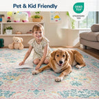 Lessymo Pink Runner Rug for Entryway, 2x6 Kitchen Rugs Non Slip Rubber Fuzzy Soft Washable Runners for Hallway, Faux Wool Small Floor Mat Bedroom Rug, Vintage Floral Design Decor, Pink Green