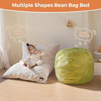 MAXYOYO 3 in 1 Kids Bean Bag Chair Bed, Convertible Chair Folds from Bean Bag to Lounger, Child Floor Sofa for Gaming, Reading, Floor Mattress with High-Density Foam Filling