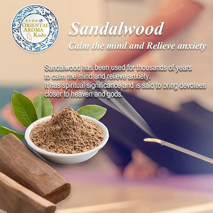 Sandalwood Incense Sticks L: 8.2in 0.35oz 2 Tubes Pack, Oriental Aroma Kodo, U-MATE, Pure Natural Ingredients No Chemical additives