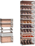 9 Tier 18 Pairs Foldable Shoe Rack with Wheels, Portable Plastic Shoe Storage Cabinet with Clear Magnetic Doors Space Saving No Assembly for Entryway, Living Room, Closet