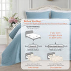 KASENTEX Queen XL Quilt Set 98"x98" – Soft Washed 3-Layer Lightweight Bedspread, Minimalist Nordic Design, All-Season Spring & Summer Quilt Set (1 Quilt + 2 Pillow Shams), Blue