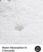 ILANGO White Bathroom Rugs 36" × 24" Non Slip & Super Absorbent Extra Thick Soft, Washable Bath Mat for Floor, Non Shedding Microfiber Plush Shaggy Bath Rug with Rubber for Bathtub Shower Room Sink