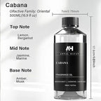 Hotel Scents Diffuser Oil Cabana - Aromatherapy Fragrance Inspired by Ritz Carlton Diffuser Scent - Luxurious Aromatherapy Oil with Bergamot, Jasmine, Marine - Luxury Home Scents Refill - 500mL