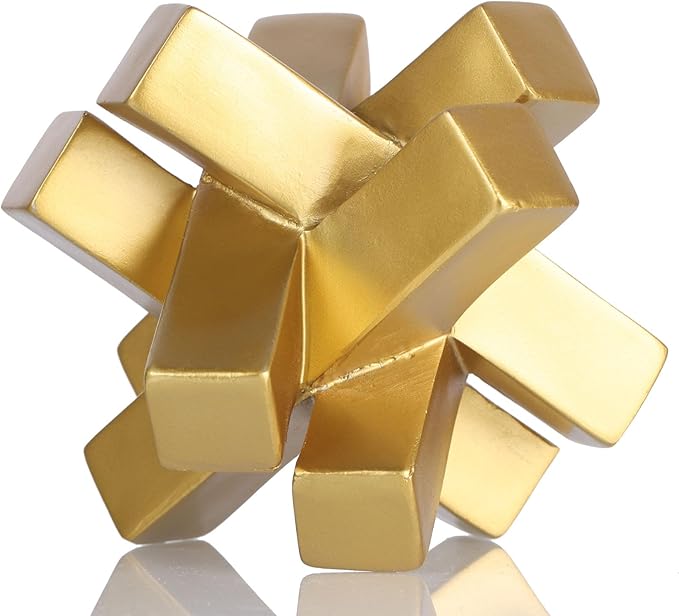 XMGZQ Gold Knot Statue for Coffee Table Decor,Modern Minimalist Geometric Knot Sculpture and Figurines,Abstract Art Line Decorative Ornaments Knick Knacks for Shelves,Bookcase,Console,Tabletop,Entry