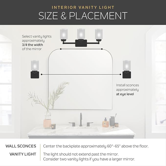 Kichler Crosby 23" Vanity Light in Brushed Nickel, 3-Light Contemporary Bathroom Light with Satin Etched Cased Opal Glass, (23" L x 8.75" H), 45497NI