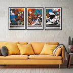 Novatique Banksy Graffiti Wall Art Abstract Poster Print Wall Decor Graffiti Picture for Bedroom Living Room Framed Ready to Hang,16" x 24" x 3pcs