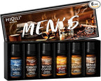 HIQILI Fragrance Essential Oil for Men 6x10ml Candle Scents for Candle Making Scented Oils Set for Aromatherapy Diffuser DIY Christmas