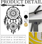 YDONVTI Dream Catcher Metal Wall Decor, Large Dream Catcher Wall Art, Metal Boho Wall Art, Feather Arrow Decoration, Native American Decor, for Bedroom(White, 35" L x 28" W/90x72cm)