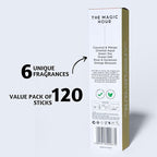 Folkulture Incense Sticks (120 Sticks) | Set of 6 Premium Incense Sticks For Relaxation, Aromatherapy| No Charcoal, Organic, Non Toxic, 45 Mins, Long Burning Coconut, Mango,Aqua, Orange Insence-Sticks