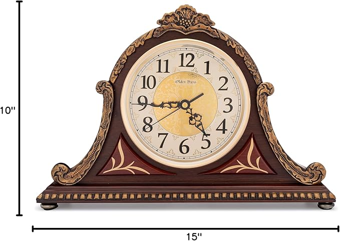 Mantel Clock with Real Wood, 4 Chime Options, Antique Vintage Design