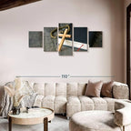 Elephant Stock Cross Canvas - 5 Panel Christian Pictures Decor - Canvas Print Wall Decor - Christian Cross Wall Art - 80" X 36"