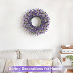 26 Inch Lavender Wreath Summer Spring Wreaths for Front Door Wreaths for Front Door for Wedding Farmhouse (Purple Lavender)