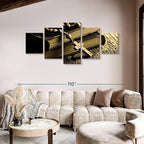 Elephant Stock Bible And Cross Wall Art Multi Piece Canvas - 5 Panel Christian Pictures Decor - Digital Design Canvas Print - Christian Wall Decor - 92" X 42"