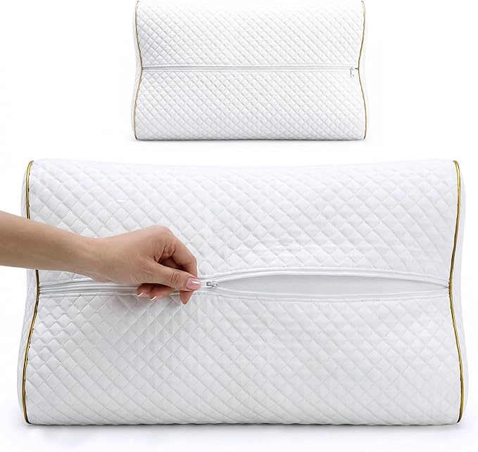 Cervical Memory Foam Pillow-(2 Pack) 4-Layer Adjustable King Size Contour Design for Side Sleepers, Neck Support & Pain Relief, Orthopedic, CertiPUR-US Certified