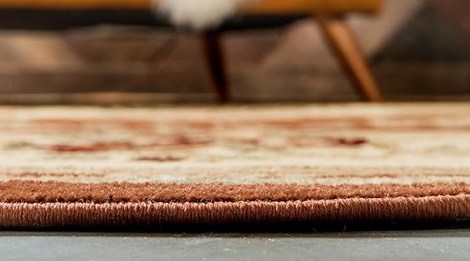 Rugs.com Chateau Collection Rug – 8 Ft Round Brick Red Medium Rug Perfect for Kitchens, Dining Rooms