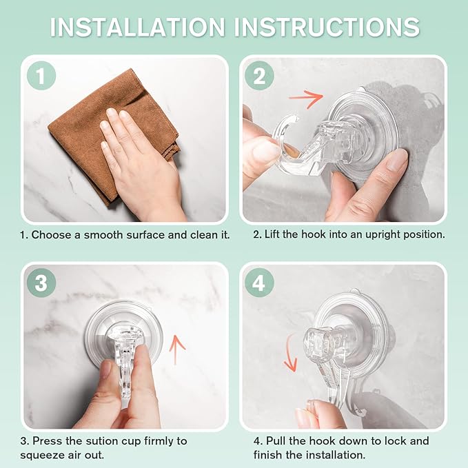 VIS'V Wreath Hanger, Large Suction Cup Wreath Hooks, Heavy Duty, 22 LB Capacity, Removable and Reusable, Clear, 8 Pcs