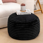 Asuprui Pouf Ottoman Unstuffed Ottoman Foot Rest Floor Pouf 20x20x12 Inches Round Bean Bag Chair Foldable Floor Chair Storage for Living Room Bedroom Black Stripe