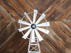Rustic White Farmhouse Windmill Table Decor - Distressed Metal & Wood Windmill for Kitchen, Living Room, Office, or Shelf Decoration