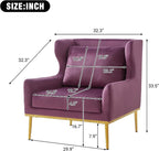 Merax Luxury Velvet Accent Chair, Modern Mid-Century Armchair for Living Room, Bedroom Reading Corner, Comfortable Tufted Single Seater Sofa Chair with Iron Legs (Purple)