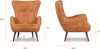 Poly & BARK Aida Leather Lounge Chair Set of 2 – 40.5” Mid-Century Accent Chairs for Living Room or Bedroom – Full-Grain Italian Leather, Feather-Down Comfort, Solid Wood Legs – Cognac Tan