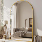 Suidia Arched Full Length Mirror, 76"x44" Floor Mirror Freestanding, Floor Standing Full Body Mirror with Stand for Bedroom, Hanging Leaning Mounted for Living Room Cloakroom, Gold